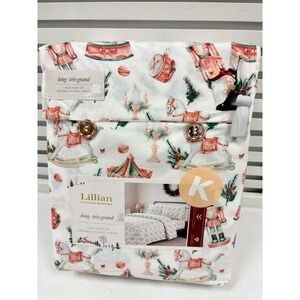 Lillian August King Size 4 Piece Sheet Set Whimsy Nutcracker Christmas Holiday